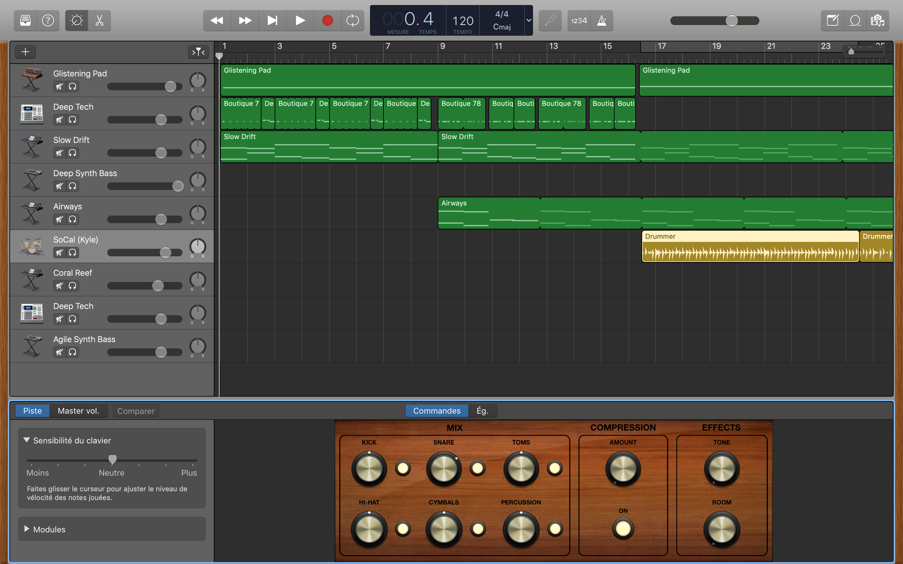Interface de GarageBand